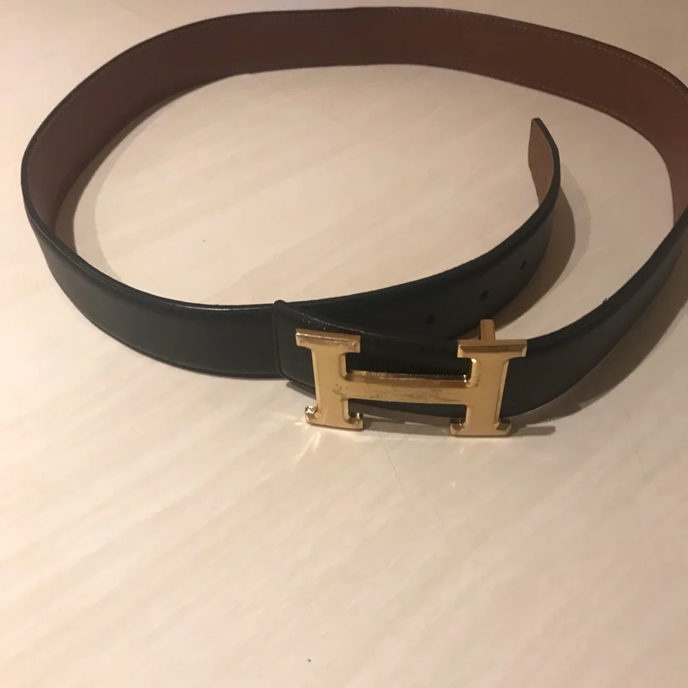 HERMES reversible leather belt in gold hardware - Picture 9 of 9